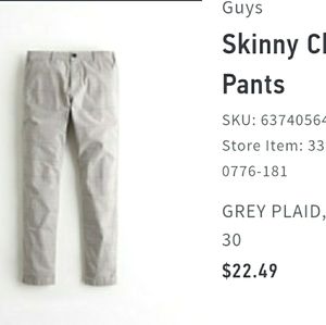 Guys  skinny plaid pants 28x30